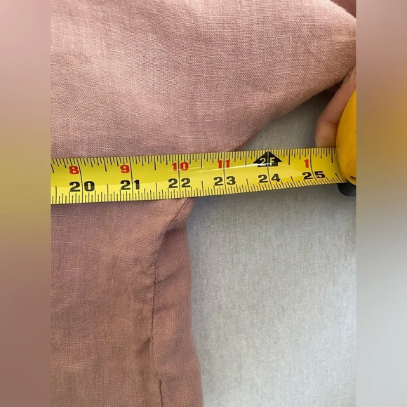 Saks Fifth Avenue Womens Button  Up Linen Cold Shoulder Blouse Blush Pink Sz L - Picture 10 of 11